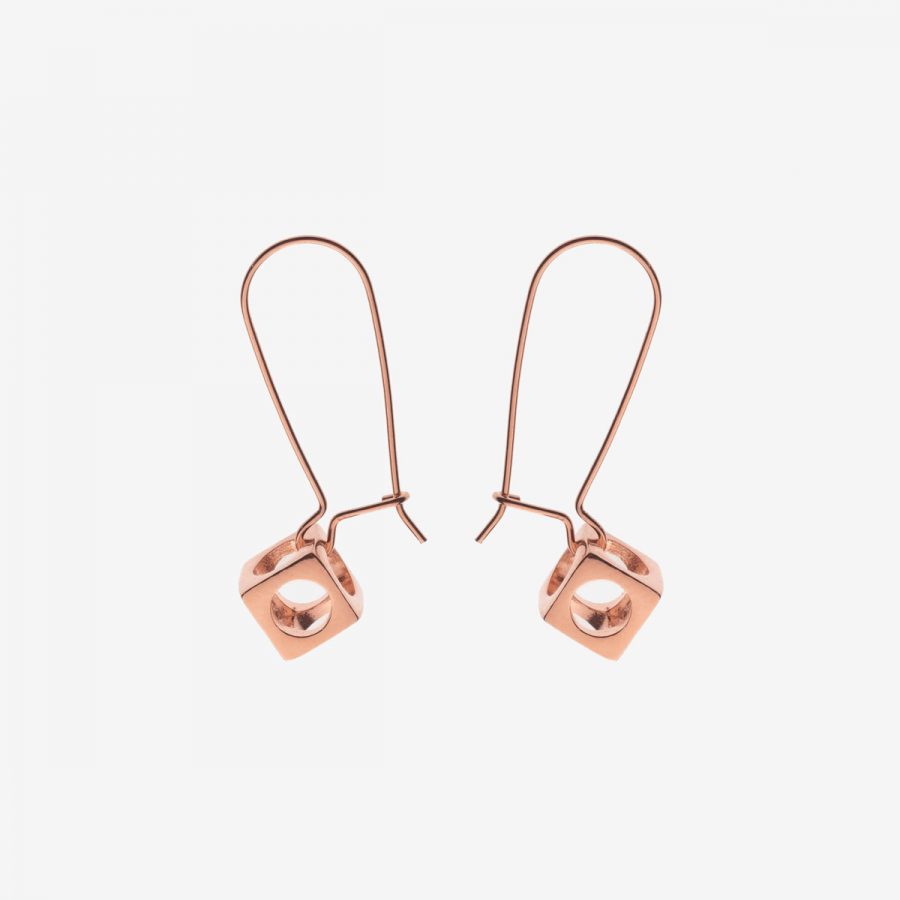 Cube Earrings Rose Gold Plated Silver - Just Silver - Jewellery and Objects for the design enthusiast - karakalpaki.com