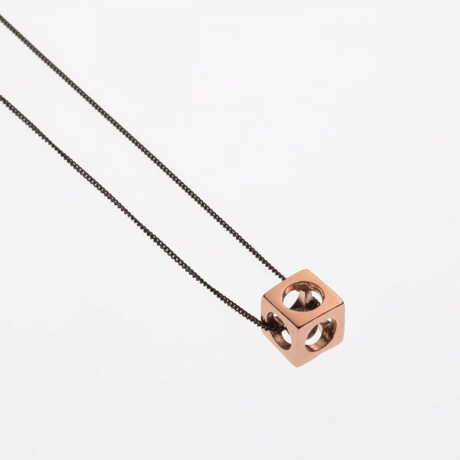 Short Cube Necklace Rose Gold Plated Silver - Just Silver - Jewellery and Objects for the Design Enthusiast - karakalpaki.com