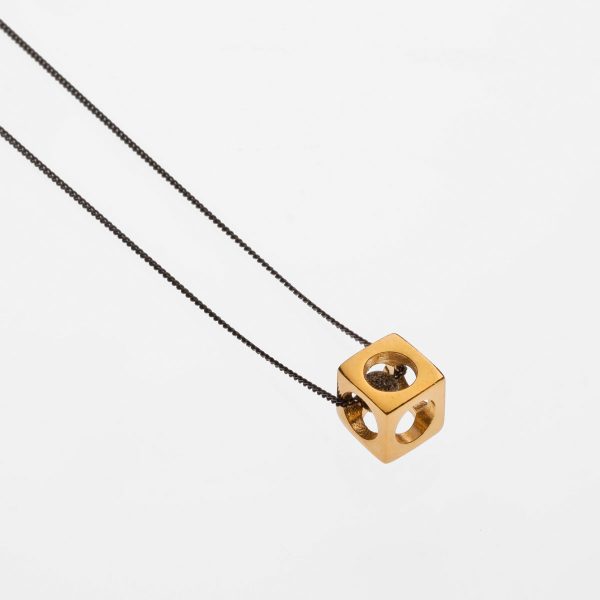Short Cube Necklace Yellow Gold Plated Silver - Just Silver - Jewellery and Objects for the Design Enthusiast - karakalpaki.com