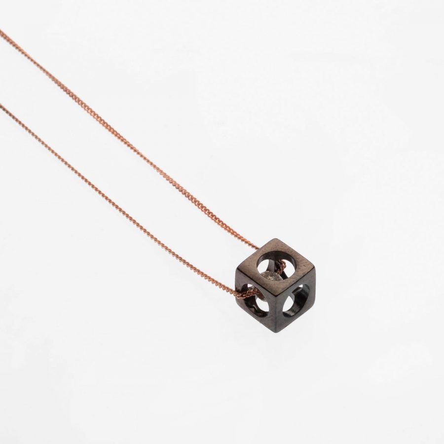 Short Cube Necklace Ruthenium Plated Silver - Just Silver - Jewellery and Objects for the Design Enthusiast - karakalpaki.com