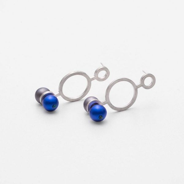 Asymmetrical Tension Silver Earrings Blue - Just Silver - Jewellery and Objects for the design enthusiast - karakalpaki.com