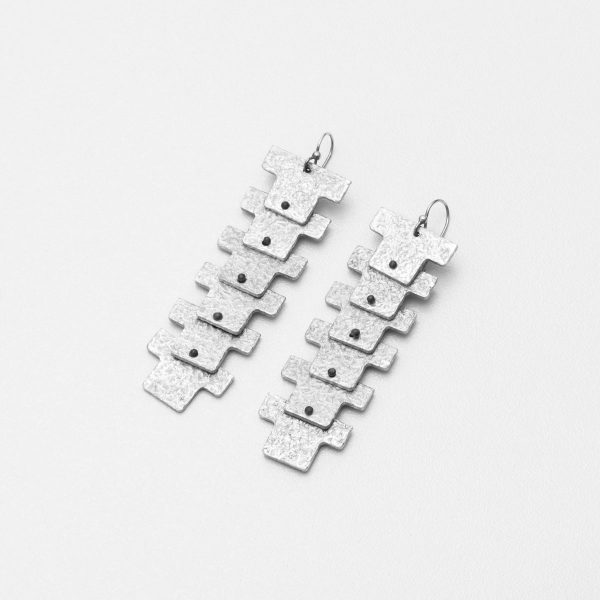Lined-up T shirt Earrings Silver- T series - Jewellery and Objects for the design enthusiast - karakalpaki.com
