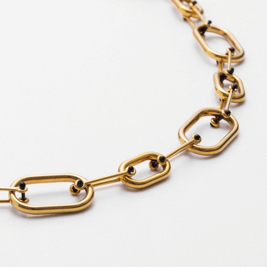 Oval Chain Necklace Yellow Plated Zamak - Golden Touch - Jewellery and Objects for the design enthusiast - karakalpaki.com