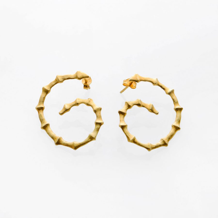 Branch Earrings Yellow Gold Plated Silver - Just Silver - Jewellery and Objects for the design enthusiast - karakalpaki.com