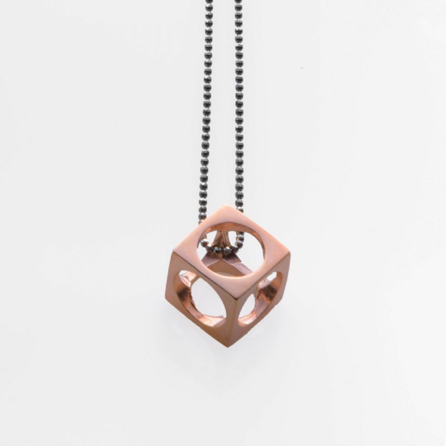Long Cube Pendant Rose Gold Plated Silver - Just Silver - Jewellery and Objects for the design enthusiast - karakalpaki.com