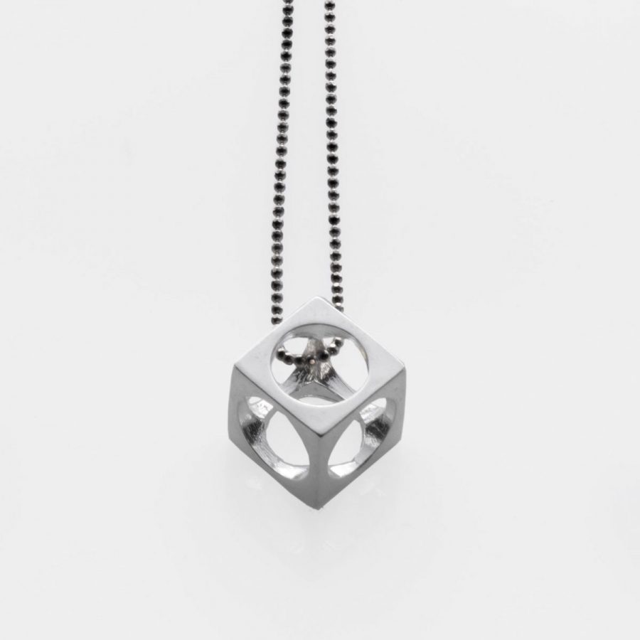 Long Cube Pendant Silver - Just Silver - Jewellery and Objects for the design enthusiast - karakalpaki.com