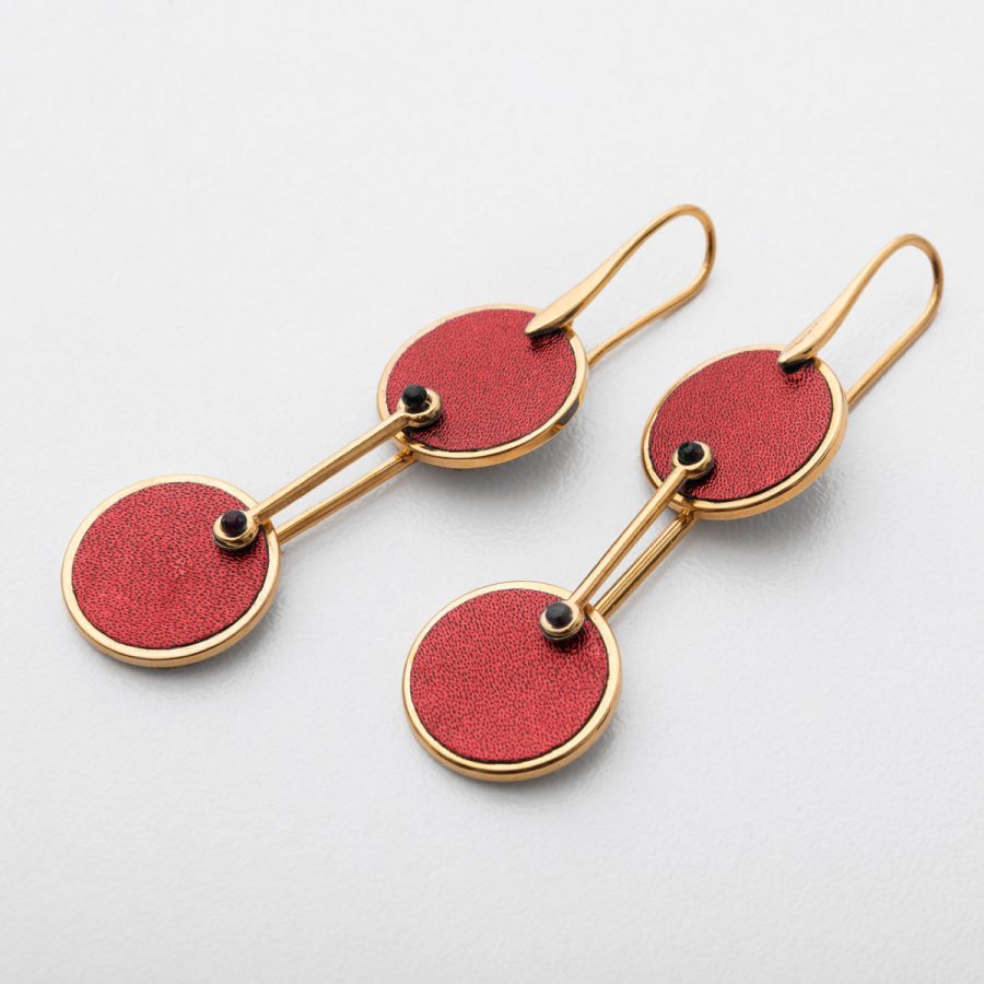 Bipolar Leather Earrings Red - Skin on Skin - Jewellery and Objects for the design enthusiast - karakalpaki.com