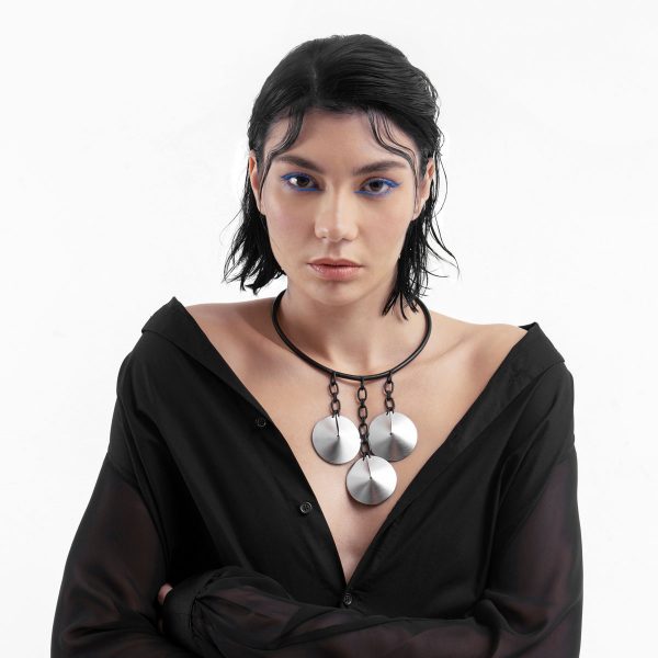 Drums In Chains Necklace Worn - Skin on Skin - Jewellery and Objects for the Design Enthusiast - karakalpaki.com