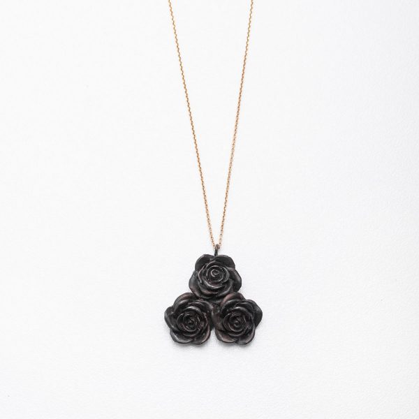 Triple Rose Pendant Ruthenium Plated Silver - Just Silver - Jewellery and Objects for the Design Enthusiast - karakalpaki.com