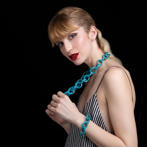 Posh Chain Bracelet Cyan Worn - Skin on Skin - Jewellery and Objects for the design enthusiast - karakalpaki.com