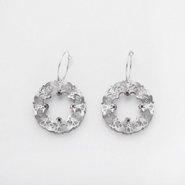 Industrial Flower Earrings Silver - Just Silver - Jewellery and Objects for the Design Enthusiast - karakalpaki.com