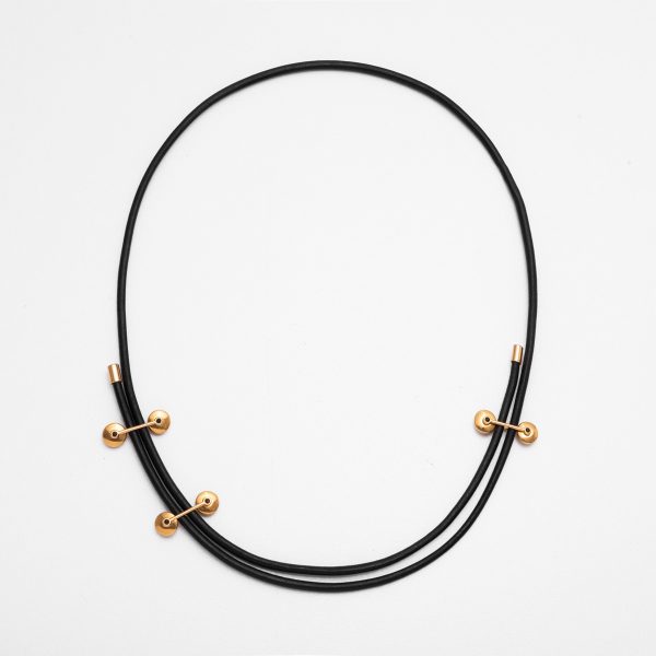 Polyline Leather Necklace Black - Skin on Skin - Points And Arcs Necklace - Golden Touch - Jewellery and Objects for the Design Enthusiast - karakalpaki.com