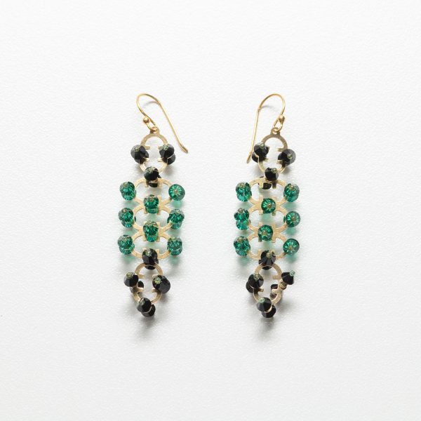 Chandelier Earrings Green Beads - Just Silver - Jewellery and Objects for the Design Enthusiast - karakalpaki.com