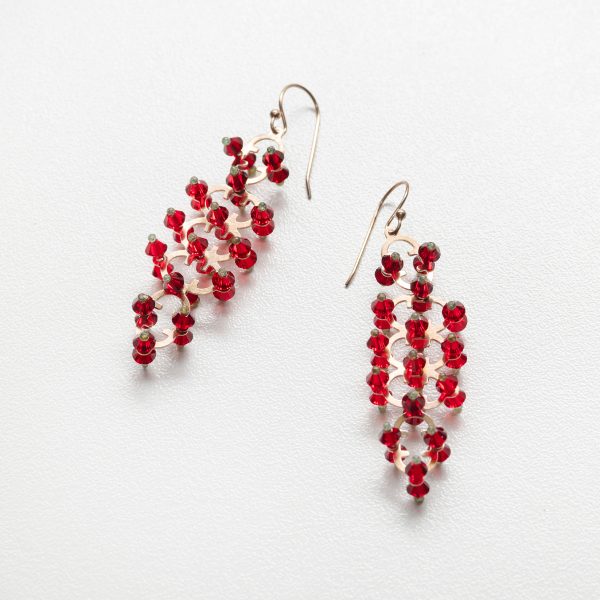 Chandelier Earrings Red Beads - Just Silver - Jewellery and Objects for the Design Enthusiast - karakalpaki.com