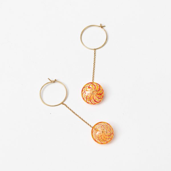 Glass Disk Earrings Orange - Clean Cut - Jewellery and Objects for the Design Enthusiast - karakalpaki.com