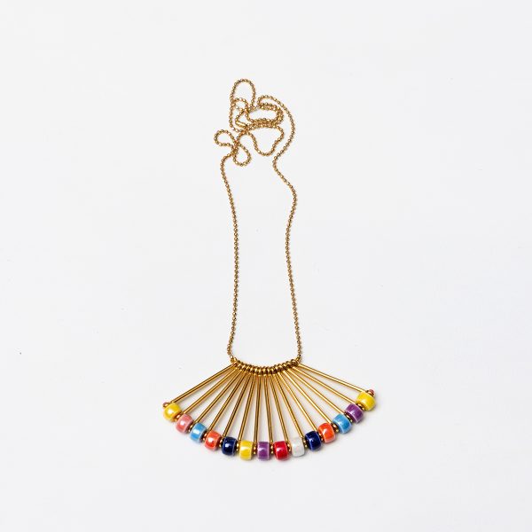 Fan Necklace Gold - Just Silver Golden Touch - Jewellery and Objects for the Design Enthusiast - karakalpaki.com